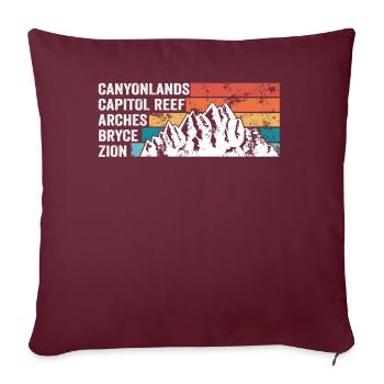 Explorez les montagnes des parcs nationaux de l’Utah - Housse de coussin décorative 45 x 45 cm - bordeaux - Devant