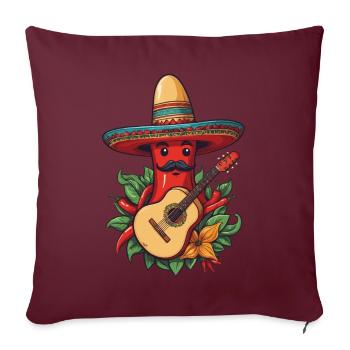 Chili Mariachi Guitariste Mexique Fiesta - Housse de coussin décorative 45 x 45 cm - bordeaux - Devant