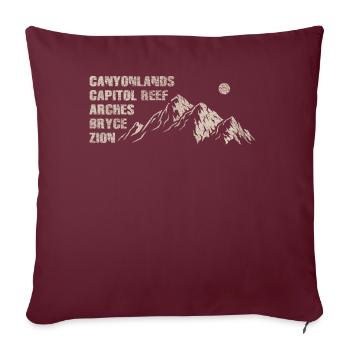 Explorez les montagnes des parcs nationaux de l’Utah - Housse de coussin décorative 45 x 45 cm - bordeaux - Devant