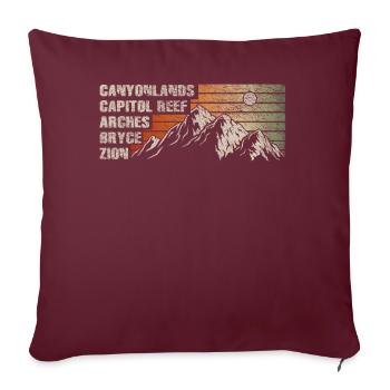 Explorez les montagnes des parcs nationaux de l'Utah - Housse de coussin décorative 45 x 45 cm - bordeaux - Devant