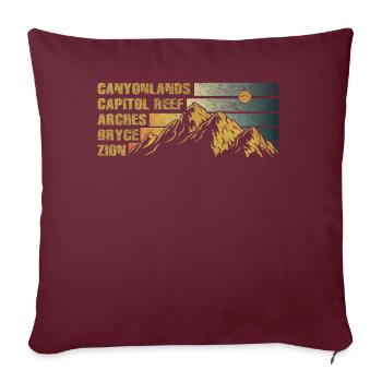 Explorez les montagnes des parcs nationaux de l’Utah - Housse de coussin décorative 45 x 45 cm - bordeaux - Devant