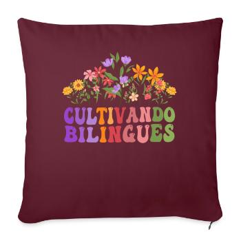Cultivando Bilingües Professeur d’espagnol - Housse de coussin décorative 45 x 45 cm - bordeaux - Devant