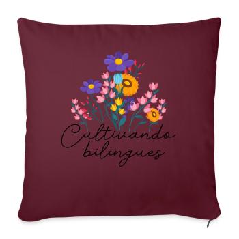 Cultivando Bilingües Professeur d’espagnol - Housse de coussin décorative 45 x 45 cm - bordeaux - Devant