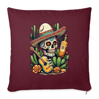 Tequila Skull Design Cinco De Mayo Mexique Célébration - Housse de coussin décorative 45 x 45 cm - bordeaux - Devant