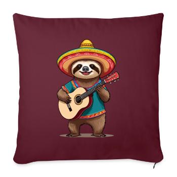 Faultier Mariachi Mexiko Gitarren Fiesta - Sofakissenbezug 45 x 45 cm - Burgunderrot - Vorne