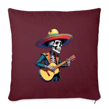 Mexikanischer Mariachi Skelett Gitarrist Fiesta - Sofakissenbezug 45 x 45 cm - Burgunderrot - Vorne