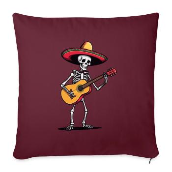 Mexikanischer Mariachi Gitarre Skelett Fiesta - Sofakissenbezug 45 x 45 cm - Burgunderrot - Vorne