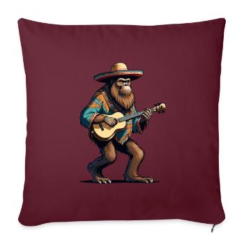 Bigfoot Mexicain Mariachi Guitariste Fiesta - Housse de coussin décorative 45 x 45 cm - bordeaux - Devant
