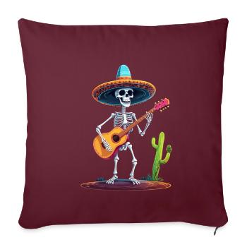 Mexikanischer Mariachi Skelett Gitarrist Fiesta - Sofakissenbezug 45 x 45 cm - Burgunderrot - Vorne