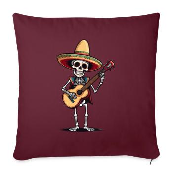 Mexikanischer Mariachi Skelett Gitarrist Fiesta - Sofakissenbezug 45 x 45 cm - Burgunderrot - Vorne