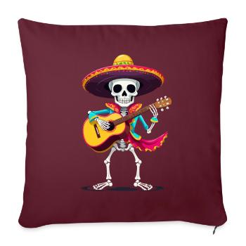 Mexikanischer Mariachi Skelett Gitarrist Fiesta - Sofakissenbezug 45 x 45 cm - Burgunderrot - Vorne
