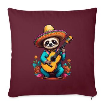 Faultier Mexikanischer Mariachi Gitarrenspieler - Sofakissenbezug 45 x 45 cm - Burgunderrot - Vorne