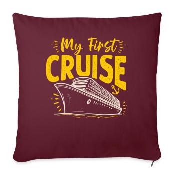 Mes premières vacances en famille en croisière - Amusant - Housse de coussin décorative 45 x 45 cm - bordeaux - Devant