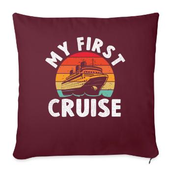 Mes premières vacances en famille en croisière - Amusant - Housse de coussin décorative 45 x 45 cm - bordeaux - Devant