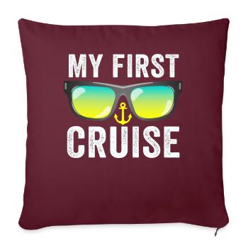 Mes premières vacances en famille en croisière - Amusant - Housse de coussin décorative 45 x 45 cm - bordeaux - Devant