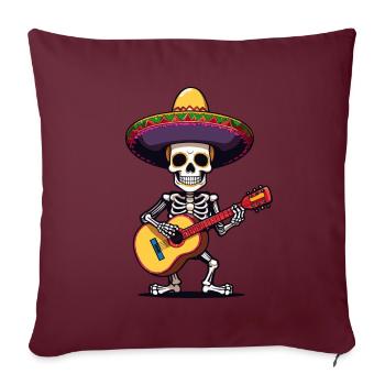 Mexikanischer Mariachi Skelett Gitarrenspieler - Sofakissenbezug 45 x 45 cm - Burgunderrot - Vorne
