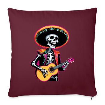 Mexikanischer Mariachi Skelett Gitarrist Fiesta - Sofakissenbezug 45 x 45 cm - Burgunderrot - Vorne