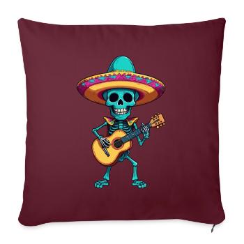 Mexikanischer Mariachi Skelett Gitarrist Fiesta - Sofakissenbezug 45 x 45 cm - Burgunderrot - Vorne