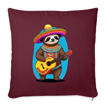 Faultier Mexikanischer Mariachi Gitarrenmusik - Sofakissenbezug 45 x 45 cm - Burgunderrot - Vorne