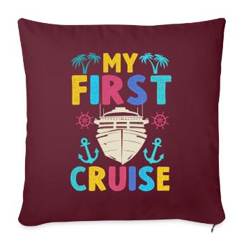 Mes premières vacances en famille en croisière - Amusant - Housse de coussin décorative 45 x 45 cm - bordeaux - Devant