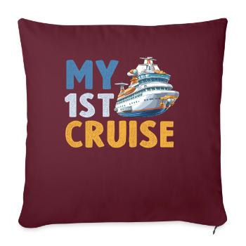 Mes premières vacances en famille en croisière - Amusant - Housse de coussin décorative 45 x 45 cm - bordeaux - Devant