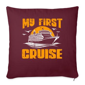 Mes premières vacances en famille en croisière - Amusant - Housse de coussin décorative 45 x 45 cm - bordeaux - Devant