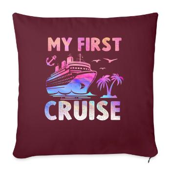 Ma première croisière en famille - Fun - Housse de coussin décorative 45 x 45 cm - bordeaux - Devant