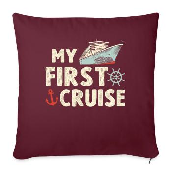 Mes premières vacances en famille en croisière - Amusant - Housse de coussin décorative 45 x 45 cm - bordeaux - Devant