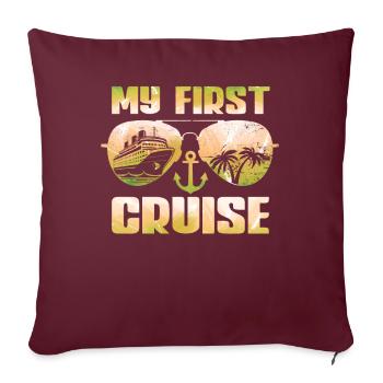 Ma première croisière en famille - Fun - Housse de coussin décorative 45 x 45 cm - bordeaux - Devant