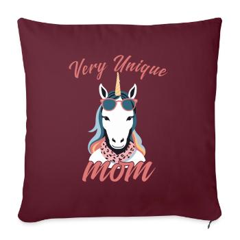 Licorne maman licornes aimant très Unique - Housse de coussin décorative 45 x 45 cm - bordeaux - Devant
