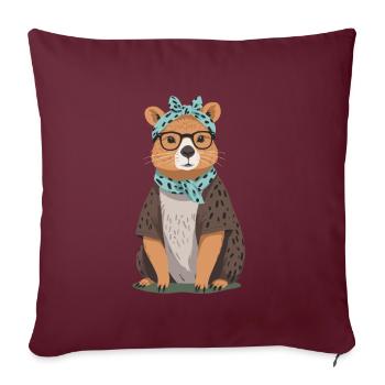 Drôle Capybara Maman Design Capybara Maman - Housse de coussin décorative 45 x 45 cm - bordeaux - Devant