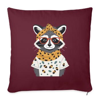 Maman raton laveur amant raton laveur fête des mères - Housse de coussin décorative 45 x 45 cm - bordeaux - Devant