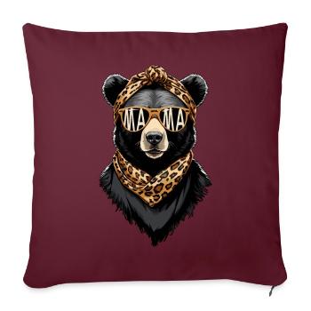 drôle maman ours mère ours amant des ours - Housse de coussin décorative 45 x 45 cm - bordeaux - Devant