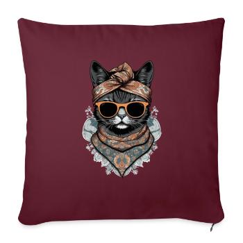 Mignonne maman chat chat maman avec style - Housse de coussin décorative 45 x 45 cm - bordeaux - Devant