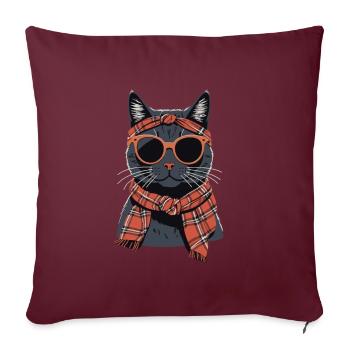 Mignon Chat Maman Cat Amant Maman Style - Housse de coussin décorative 45 x 45 cm - bordeaux - Devant