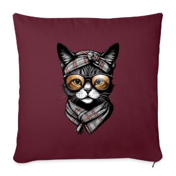 Mignon Chat Maman Cat Amant Maman Style - Housse de coussin décorative 45 x 45 cm - bordeaux - Devant