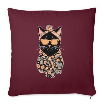 Mignon Chat Maman Cat Amant Maman Style - Housse de coussin décorative 45 x 45 cm - bordeaux - Devant