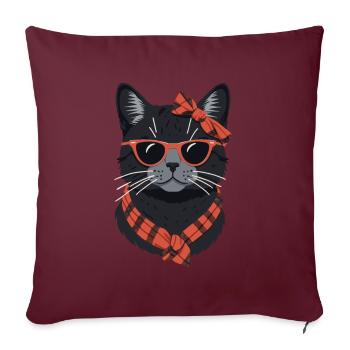Mignon Chat Maman Cat Amant Maman Style - Housse de coussin décorative 45 x 45 cm - bordeaux - Devant