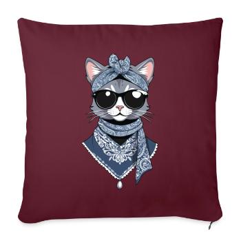 Mignon Chat Maman Cat Amant Maman Style - Housse de coussin décorative 45 x 45 cm - bordeaux - Devant