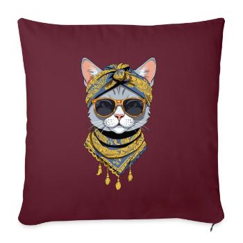 Mignon Chat Maman Cat Amant Maman Style - Housse de coussin décorative 45 x 45 cm - bordeaux - Devant