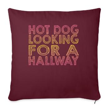 Hot Dog auf der Suche nach einem Flur - Sofakissenbezug 45 x 45 cm - Burgunderrot - Vorne