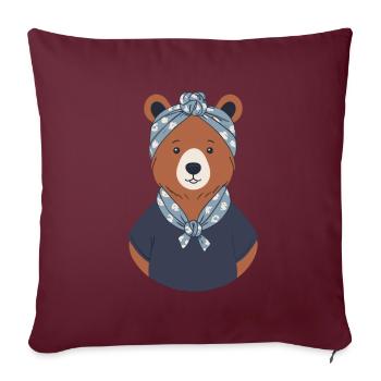 Motif drôle de maman ours pour les fans de mère ours - Housse de coussin décorative 45 x 45 cm - bordeaux - Devant