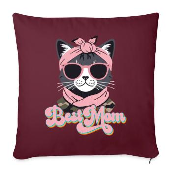 Chat Maman Avec Style Meilleure Maman Chat Mignon - Housse de coussin décorative 45 x 45 cm - bordeaux - Devant