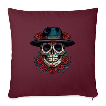 Dia De Muertos Mexico Sugar Skull Skull Design - Housse de coussin décorative 45 x 45 cm - bordeaux - Devant