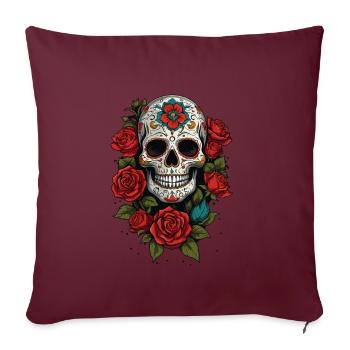 Dia De Muertos Mexiko Zuckerschädel Skull Design - Sofakissenbezug 45 x 45 cm - Burgunderrot - Vorne