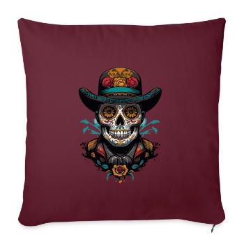 Dia De Muertos Mexico Sugar Skull Skull Design - Housse de coussin décorative 45 x 45 cm - bordeaux - Devant