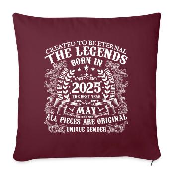 Mai 2025 anniversaire 2025 Mai meilleure année - Housse de coussin décorative 45 x 45 cm - bordeaux - Devant