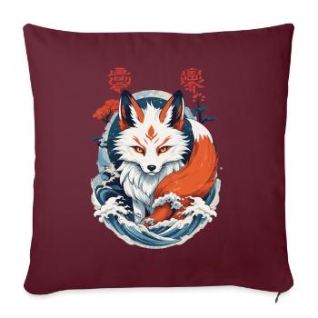 Masque Kitsune Japonais Anime Kawaii Renard Fantôme - Housse de coussin décorative 45 x 45 cm - bordeaux - Devant