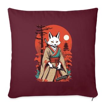 Conception de masque Kitsune japonais Samurai Fox - Housse de coussin décorative 45 x 45 cm - bordeaux - Devant