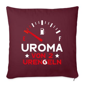 MUTTERTAG UROMA VON 2 URENKELN URENGELN UROMA - Sofakissenbezug 45 x 45 cm - Burgunderrot - Vorne